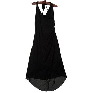 Y2K California‎ Concepts Black Halter Dress Asymmetrical High Low Flowy Blingy